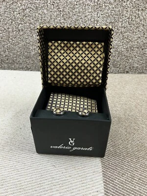 Juego de corbata, pañuelo y gemelos Valerio Garati 100 % seda tejida en caja dorado|azul Foto 1 de 4