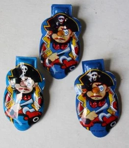Pirate Tin Toy Lithographed Colorful Clicker Noise Makers Lot 3 Pirate Same Toy - Picture 1 of 1