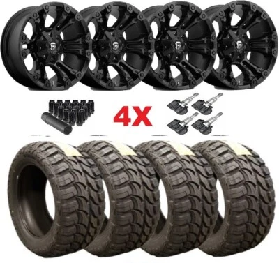 20X10 FUEL VAPOR BLACK WHEELS RIMS 33 12.50 20 MT TIRES CHEVY GMC SIERRA 1500 Foto 1 de 4