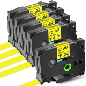 Cinta de etiquetas compatible TZE-651 TZE651 24 mm para Brother PTD600 P900W P950NW paquetes de 5 - Imagen 1 de 9