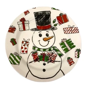 burton + BURTON 8" Dessert Snack SNOWMAN Presents PLATE Christmas New NIB - Picture 1 of 2