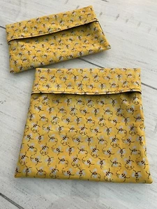 reuseable, zero waste, washable, snack and sandwich bag Cute BubbleBee 🐝 Design - Picture 1 of 2