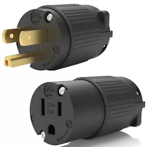 Kit de enchufe eléctrico de repuesto de cable de extensión macho hembra 15A 120 V para reparación - Imagen 1 de 19