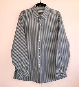 Camisa Michael Kors Para Hombres 17 1/2 34/35 Azul Rayas Manga Larga Abotonada - Imagen 1 de 4