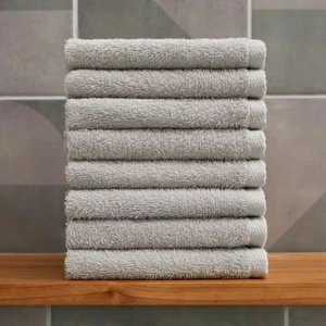 Cotton 8-Piece Gray Washcloth Set - Picture 1 of 6
