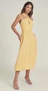 Reiss Orla Halterneck Yellow Midi Dress RRP£185 (14) - Picture 1 of 6