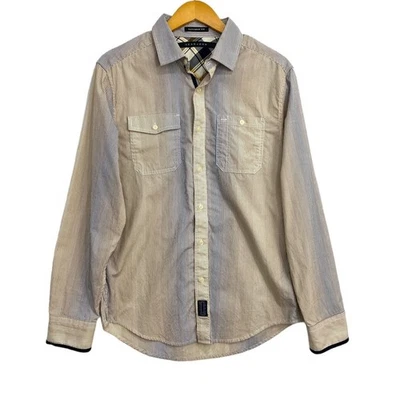 Sean John Striped Shirt Men’s Size Medium Brown Button Up Long Sleeve Relaxed - Image 1 of 4