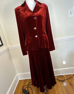 De colección NUEVO CON ETIQUETAS Ralph Lauren Carmesí Rojo Borgoña Terciopelo Falda Larga Traje Chaqueta 4 - Imagen 1 de 18