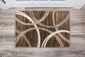 Rugshop Modern Wavy Circles Design Area Rug 2' X 3' Brown Kitchen - Picture 1 of 6