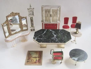Ideal Petite Princess Doll House Furniture Lot  11 pcs Tables Clock Chairs 1:12 - Picture 1 of 13