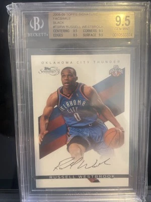 2008-09 Topps Signature #TSRW RUSSELL WESTBROOK BGS 9.5 (ALL 9.5) - Image 1 of 2