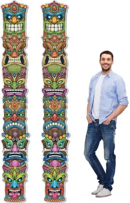 2 Pcs Tiki Party Supplies Hawaiian Luau Party Decoration Jointed Tiki  - Image 1 of 4