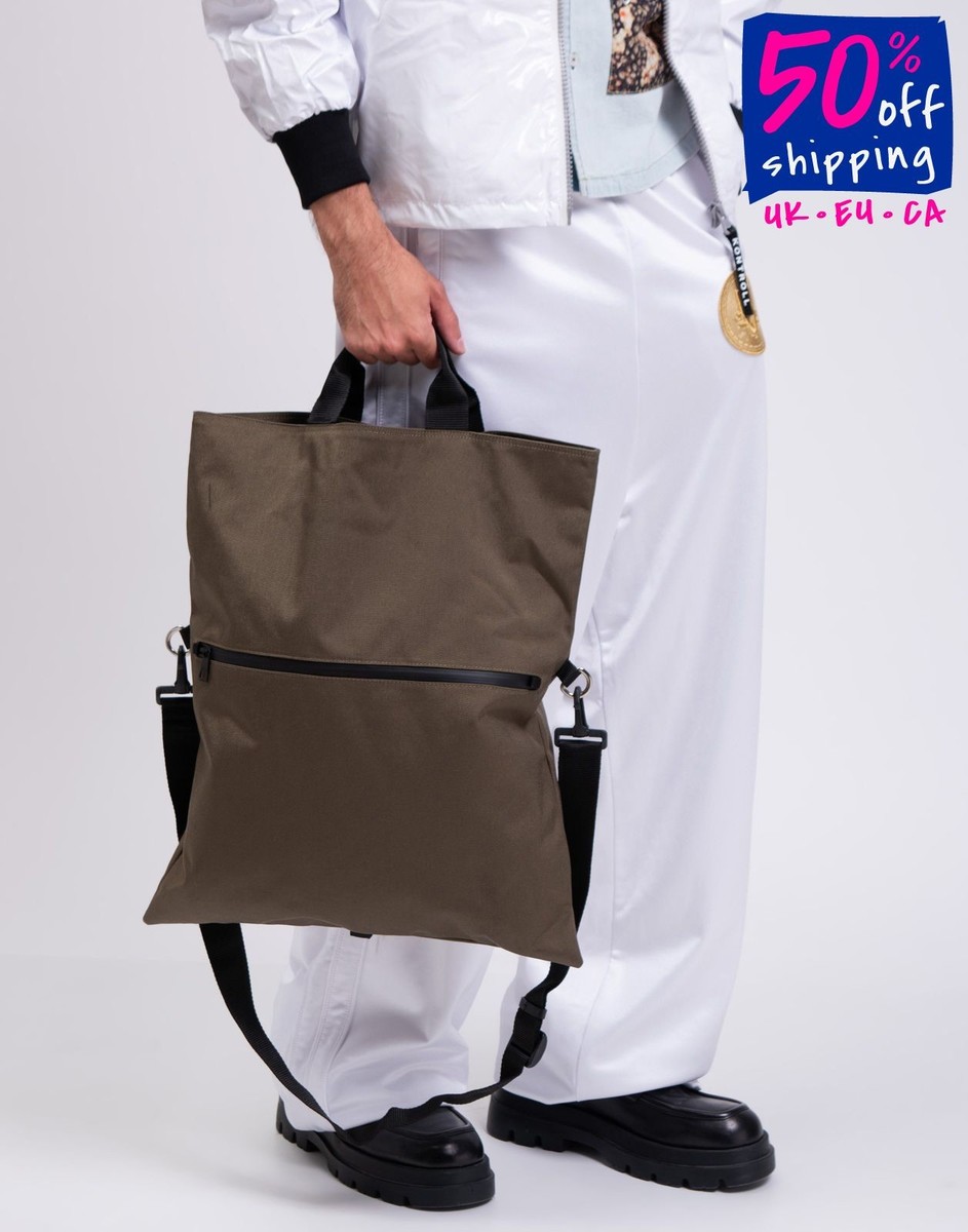 NEIL BARRETT レザー トートバッグ 黒/茶 Neil Barrett Nylon BEARBRICK Crossbody Bag with Leather Trims