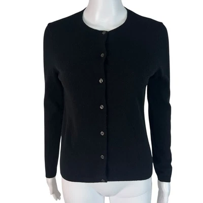 Lands' End Sweater Cashmere Cardigan Black Soft Button Front Size XS 2 / 4 READ - Image 1 of 4