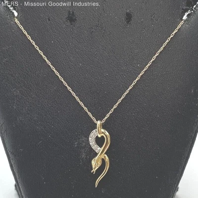 Colgante serpiente diamante oro multicolor 18" 10K con collar de eslabones de cadena - 1,24 gramos Foto 1 de 4