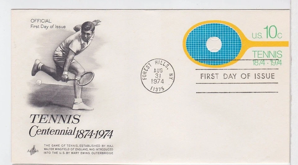 TurtlesTradingPost- Tennis Envelope -1974 FDC #U569- Artcraft Cachet - Image 1 of 1
