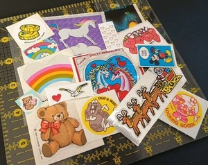 Vintage Sticker Lot Unicorns Hearts Rainbow Prism Scratch Sniff Mix Foil Bear - Picture 1 of 5