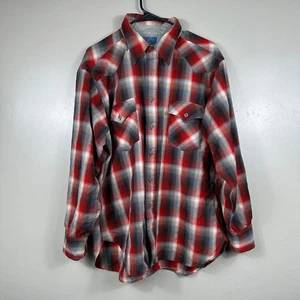 Camisa de franela de lana Pendleton vintage años 60 roja a cuadros talla XL - Imagen 1 de 7