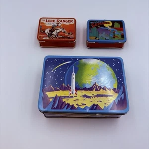 Lotto 3 scatole pranzo in latta da collezione Lone Ranger Superman Hallmark - Foto 1 di 12
