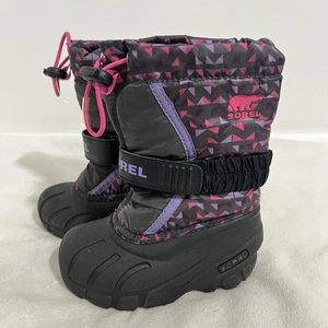 Sorel Mädchen Schneestiefel Größe 9 Kleinkind schwarz pink flurry wasserdicht isoliert - Bild 1 von 7