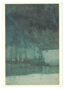 Vintage Valparaiso Chile Whistler Nocturne Blue Gold Freer Gallery Postcard - Picture 1 of 2