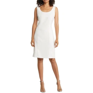 Abito tubino smanicato bianco TAHARI ASL lunghezza ginocchio classico taglia 12 - Foto 1 di 8