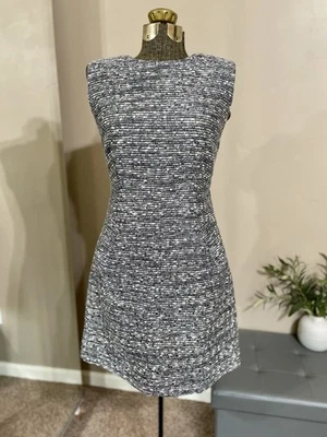 Diane Von Furstenberg Tweed Sheath Dress Mini Blue Gray Academia Office Size 10 - Image 1 of 4