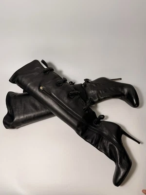 Valentino Mujer Negro Sobre la Rodilla Botas Cuero Suelas Protectoras Talla 6 Foto 1 de 4