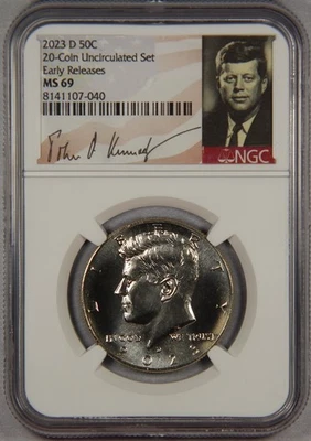 2023-D Kennedy Half Dollar NGC MS69 Early Releases 20-Coin Uncirculated Set 50c - Image 1 of 3