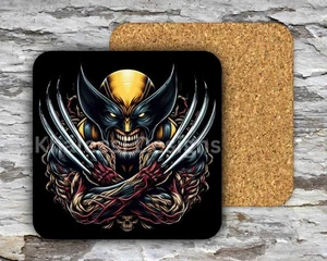 Exclusive MARVEL WOLVERINE Superhero Skull 02 Hardboard MDF Square Coasters - Picture 1 of 4