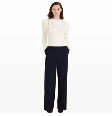 Women’s Club Monaco Wool Blend Navy Delaynee Wide Leg Trouser Sz 6 - Image 1 of 4