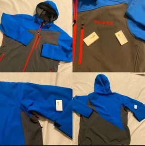 POLARIS Softshell Damen Jacke 2XL grau blau rot abnehmbare Kapuze Schlitze Taschen - Bild 1 von 10