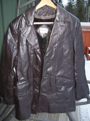 Chaqueta de cuero marrón alto vintage Spiegel 40T 40 para hombre Foto 1 de 4