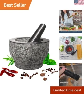 Juego de mortero y mortero HiCoup - 6 pulgadas de granito, cuenco grande Molcajete con piedra... - Imagen 1 de 10