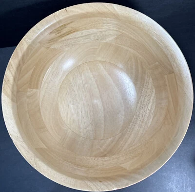 Handmade Wooden Red Stained Serving Salad Fruit Rice Pasta Bowl Centerpiece - Image 1 of 4