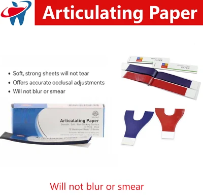 Papel Articulante Dental Grueso/Fino/Hojas de Herradura 144/Caja Hecho en EE. UU. Foto 1 de 4