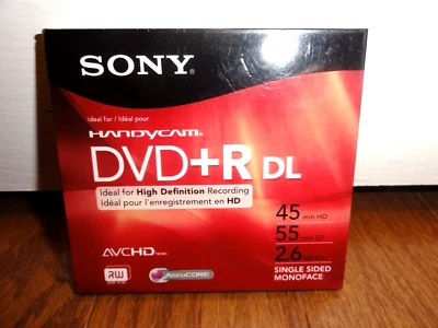Sony Handycam DVD+R DL Blank DVD 2.6GB 45 HD/55 SD Minutes BRAND NEW - Image 1 of 4