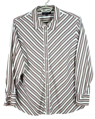 JONES NEW YORK Women's Lightweight Cotton Long Sleeve Blouse Striped Size 3X - Image 1 of 4