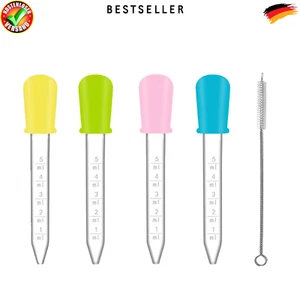 Pipette 4 Stück 5ml Silikon Kunststoff Pipetten Transparent mit Reinigungsbürste - Bild 1 von 7
