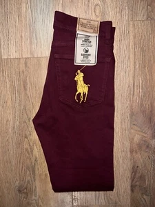 Ralph Lauren Womens 'Tompkins Skinny High Rise Ankle’ Maroon Jeans W26 RRP £165 - Picture 1 of 9