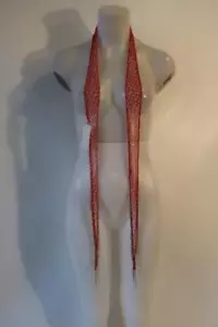 Neu mit Etikett Tina Demel Damenschal rot weiß gepunktet Chiffon Perlen Metallkette * - Bild 1 von 5
