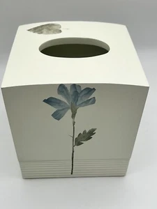 Croscill Spa Leaf Tissue Box Holder Cover Rare Blue Floral  - Picture 1 of 11