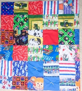 Vintage Patchwork Quilt Handmade Disney Thomas Train Holiday Cola Kids Blanket - Picture 1 of 9