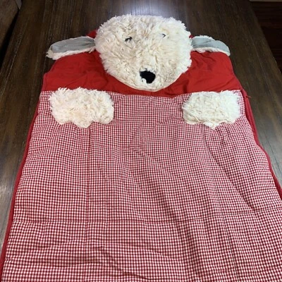 SACO DE DORMIR PARA CACHORROS Pottery Barn Kids Shaggy Dog *SIN MONO Red Gingham Foto 1 de 4