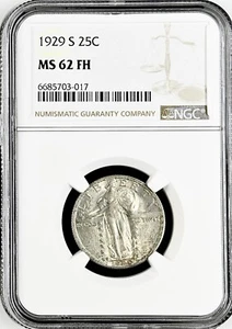 1929 S STANDING LIBERTY QUARTER NGC MS62 FULL HEAD - Picture 1 of 2