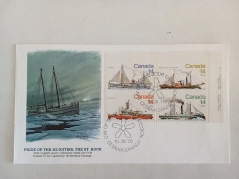 Canada 1978 St. Roch - Pride of the Mounties FDC Plate Block , Ottawa Cover