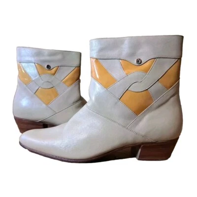 Botas de Cuero Playboy Para Hombre Raras De Colección Años 70 Talla 8.5 Hechas en Brasil Naranja Crema Foto 1 de 4