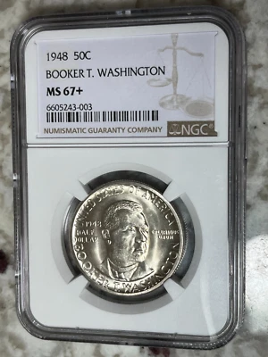 1948 50c BTW Booker T Washington Half Dollar NGC MS67+, TOP POP, PCGS $28,500 - Image 1 of 4