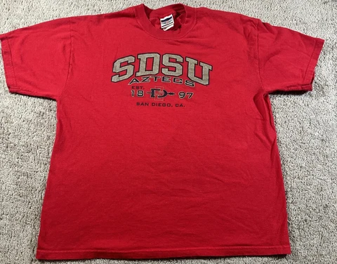 Vintage SDSU Aztecs Shirt Adult Extra Large Red Spellout Red Oak Label Mens Cover