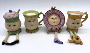 4 Collections Etc. Tea Party Shelf Sitter Figurines Set Cup Saucer Sugar Bowl - Picture 1 of 10